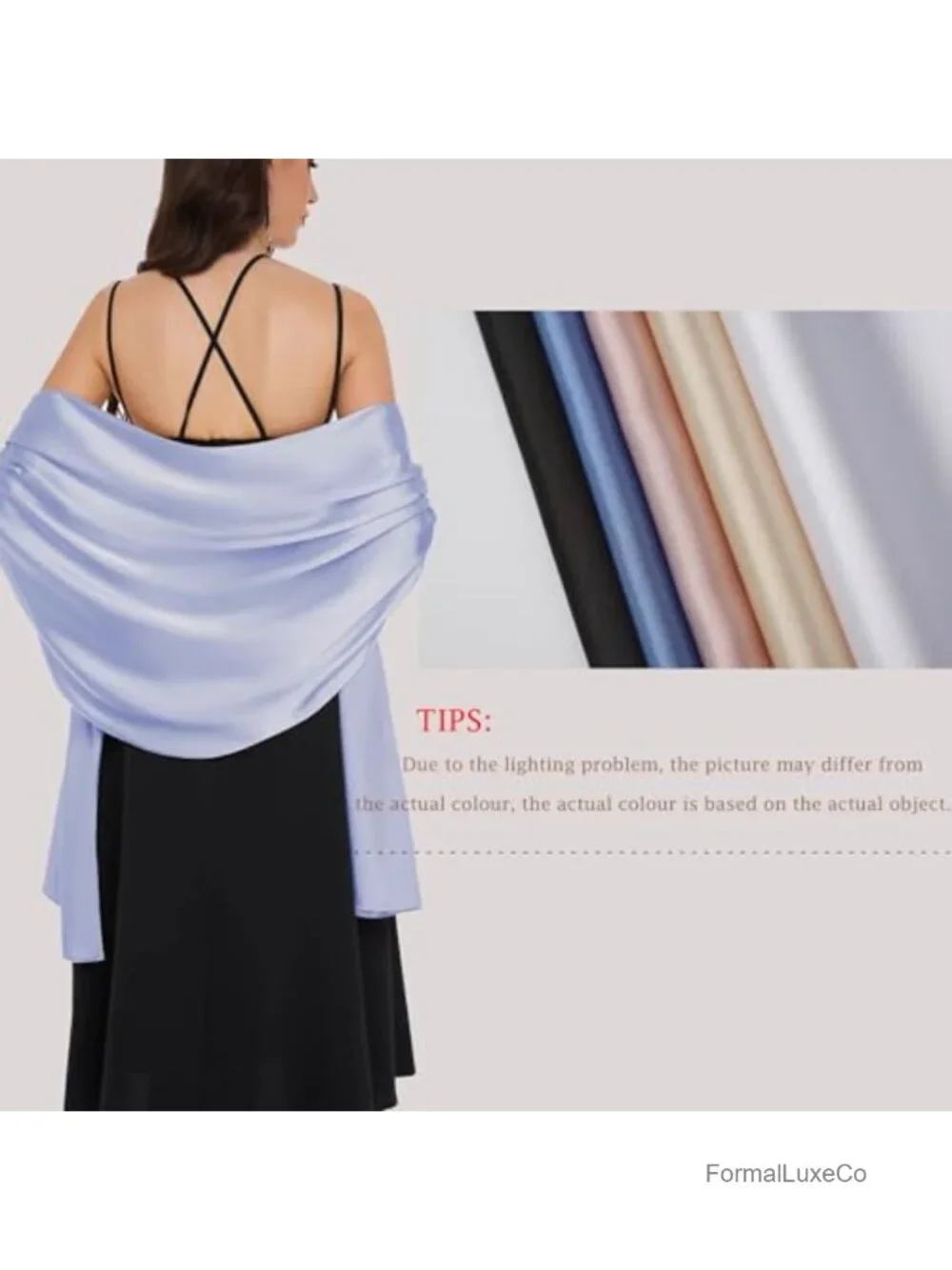 Satin Shawl Wrap for Evening Dresses Wedding Formal Pashmina